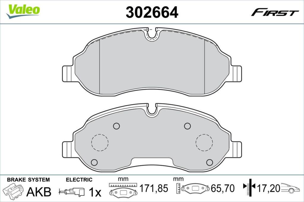 Jeu de 4 plaquettes de frein VALEO 302664